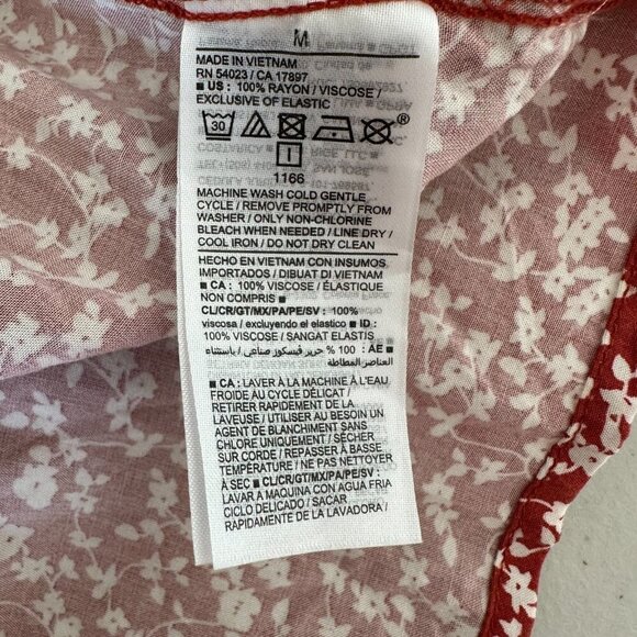 Old Navy Ruffle Sleeve Midi Dress Sz M Red Ditsy Floral Cottagecore Boho - Picture 8 of 10
